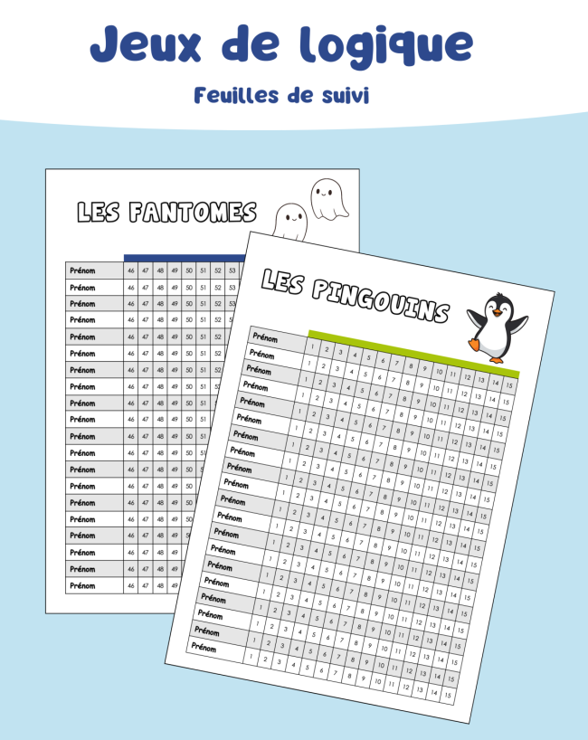 Feuilles de suivi pour jeux de logique