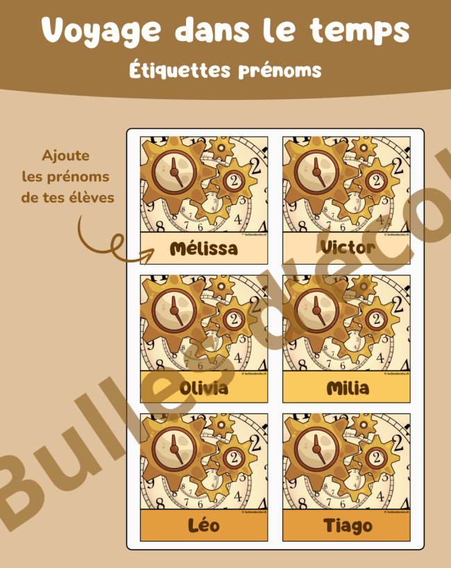 Étiquettes prénoms - Voyage dans le temps